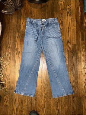 LOFT Light Blue Denim Wide Leg Jeans with Tie Belt